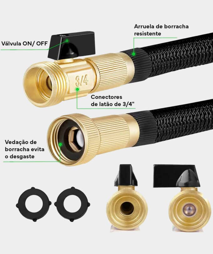 Mangueira de irrigação extensível e flexível