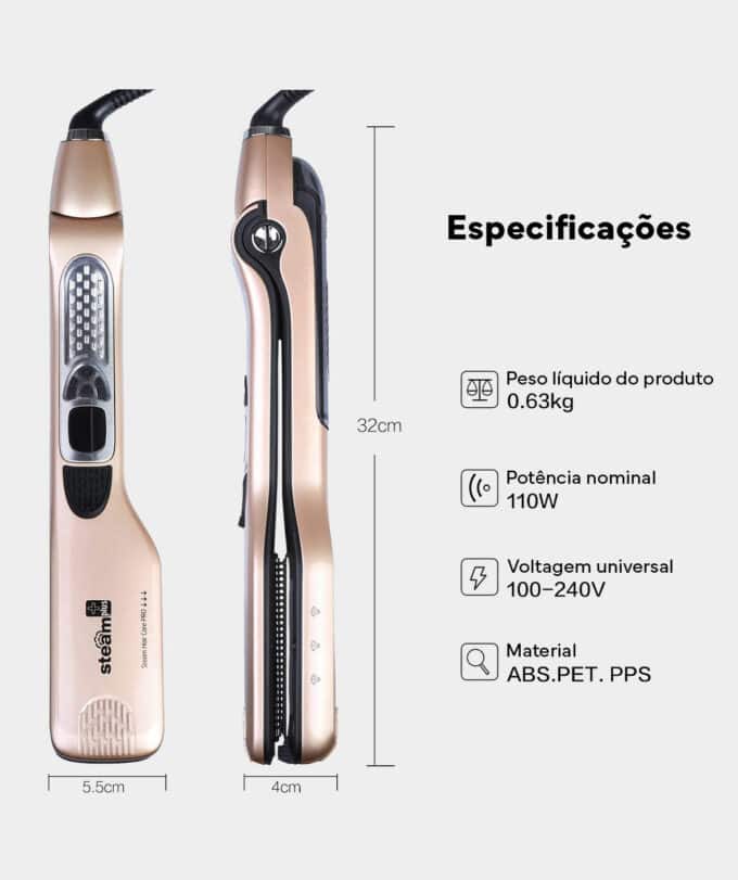 Alisador de cabelo a vapor
