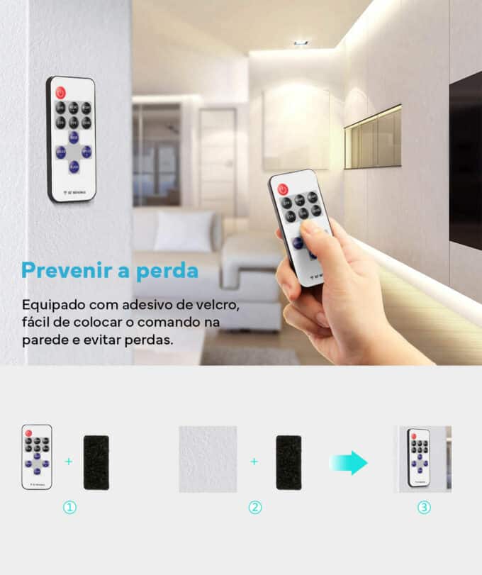 Fita LED de 3 metros com comando