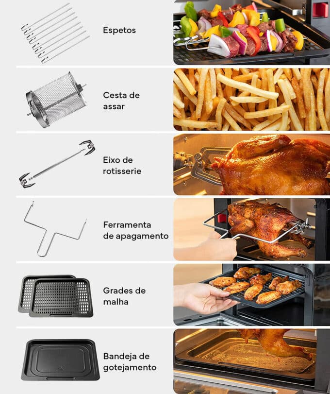 Mini forno com 10 programas